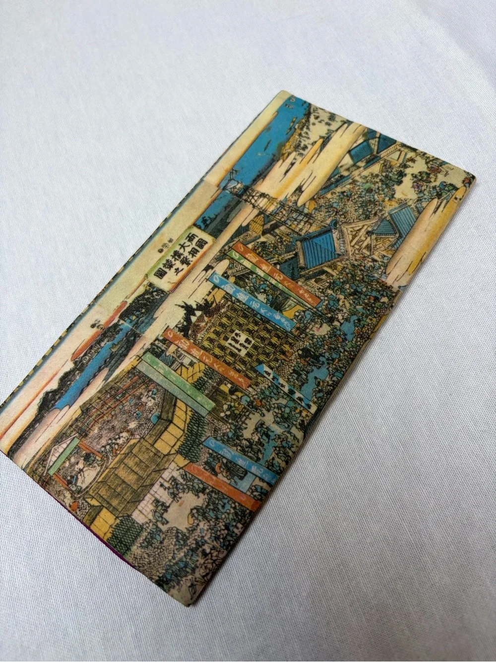 Handmade Japanese Sumo Wrestler Ukiyo-e Checkbook Cover Wallet Fabric Art